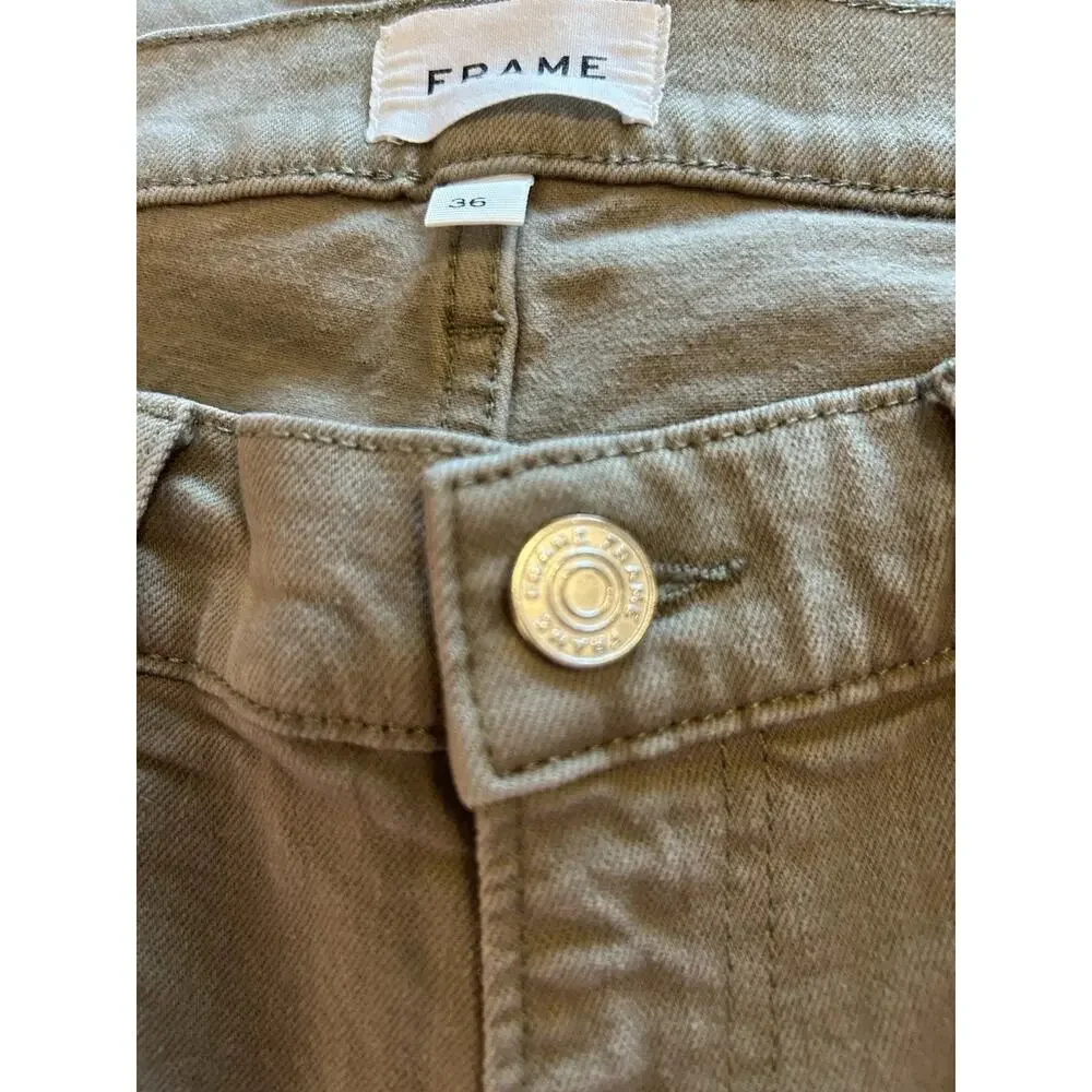 FRAME Men's L’Homme Slim Jeans Dark Beige 5-Pocket Cotton Designer Size 36x31